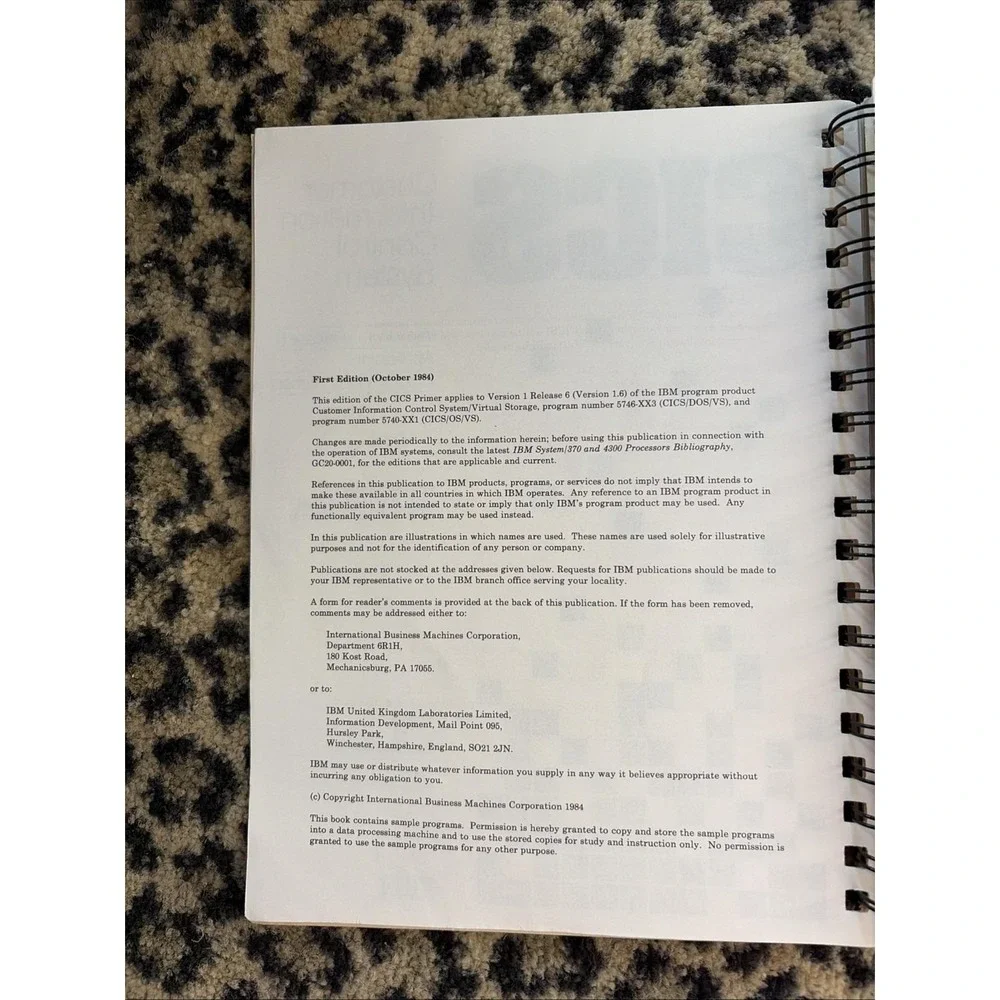 IBM CICS Customer Information Control System Vol 1 Vers 1 Release 6 Manual 1984